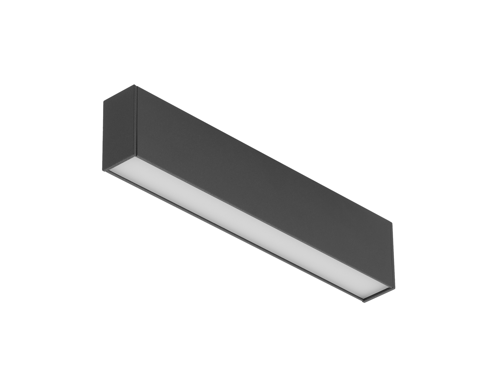 Black surface mounted linear LED light fixture with minimalist modern design