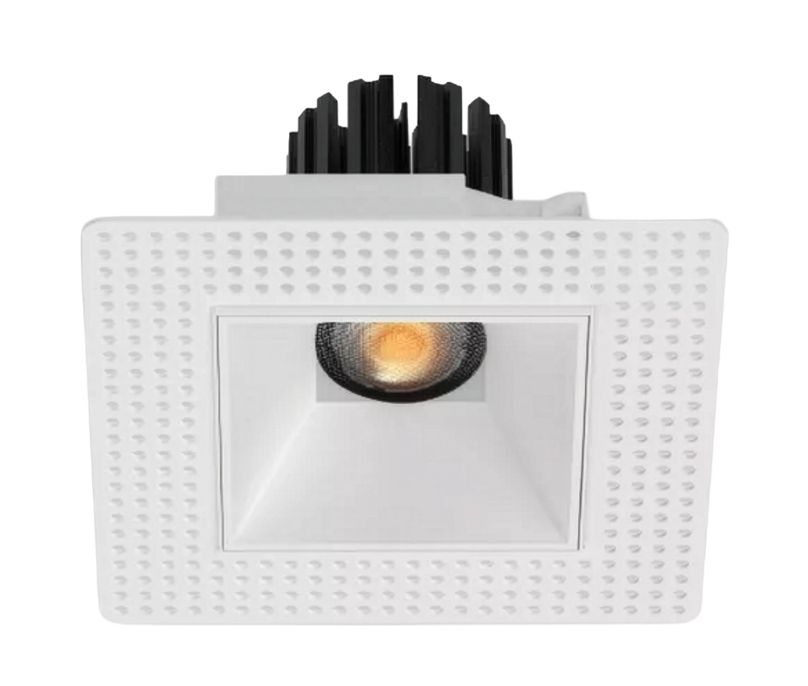 Square recessed anti-glare LED downlight with white trim for modern ceiling lighting