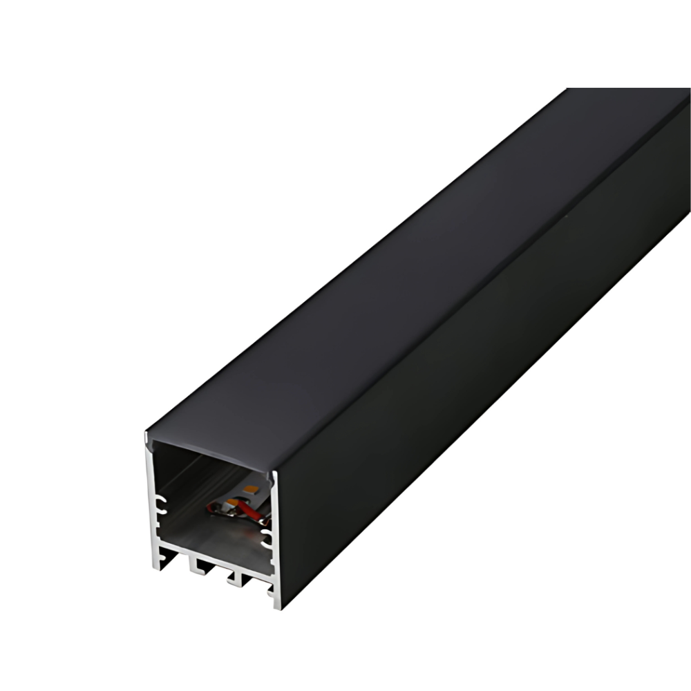 black aluminum LED linear profile with diffuser cover