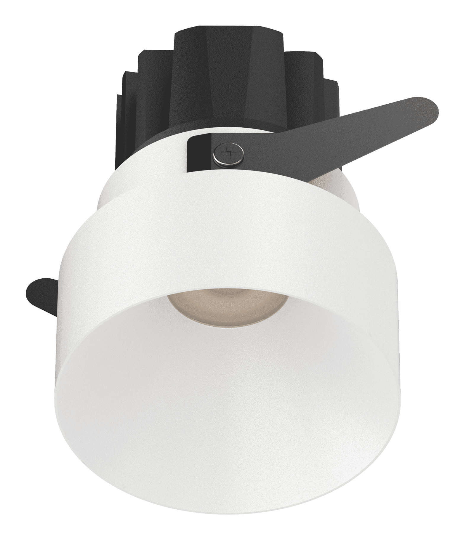 White recessed adjustable LED downlight with black heat sink